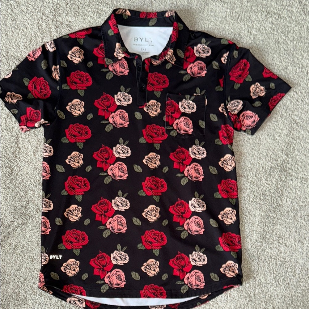 BYLT Basics Black and Red Floral Shirt